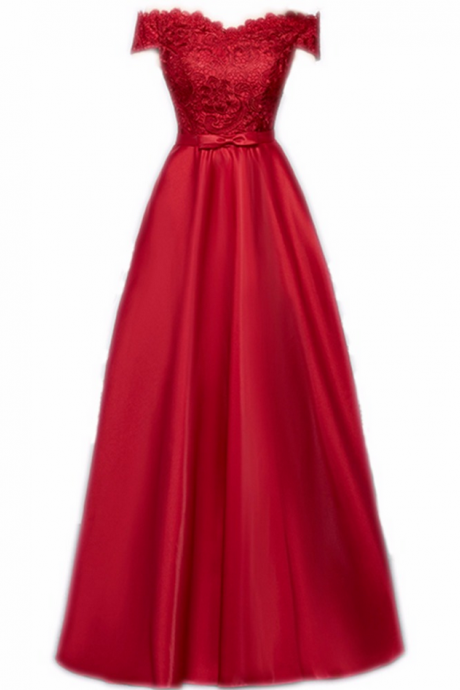 Elegant Boat Neck A-line Floor-length Lace Evening Dress Custom Made Prom Dresses Robe De Soiree Party Dress