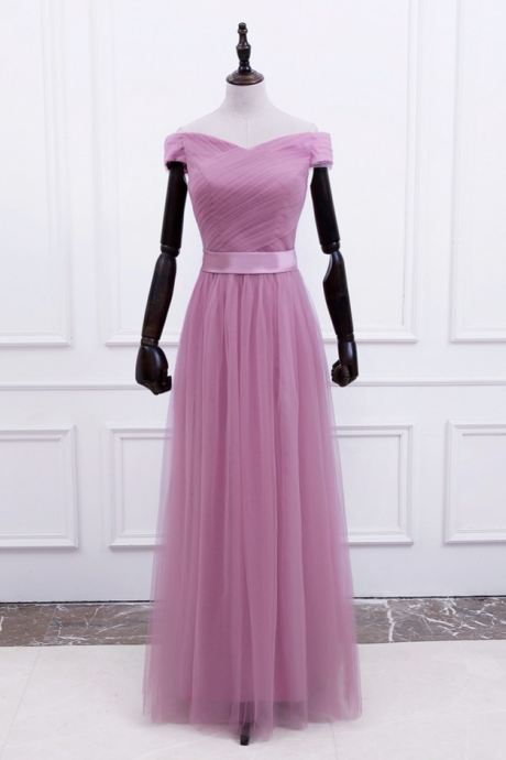 Robe De Soiree Floor-length V-neck Dark Pink A-line Evening Dresses Net Pleat Custom Made Lace-up Back Prom Gown
