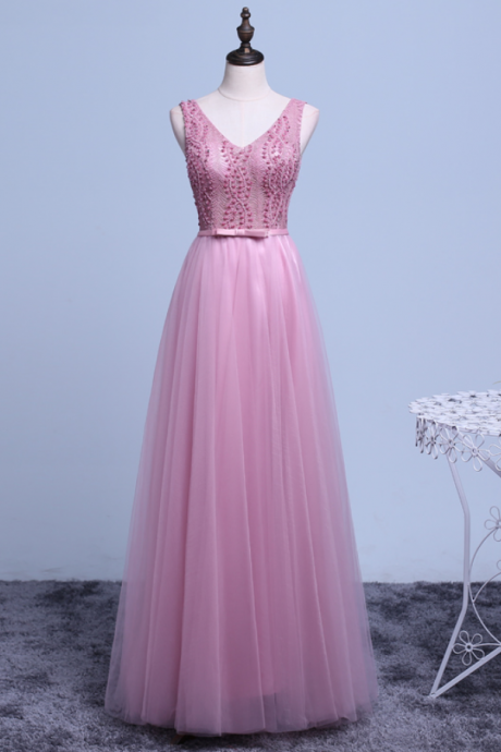 Robe De Soiree Double Shoulder Prom Gowns Long Formal Beading Deep-v Evening Dress