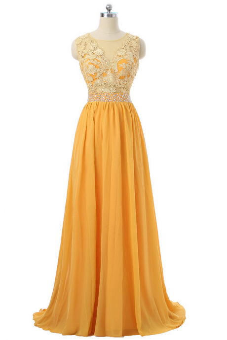 Orange Evening Dresses A-line Chiffon Lace Beaded See Through Women Long Evening Gown Prom Dress Prom Gown Robe De Soiree