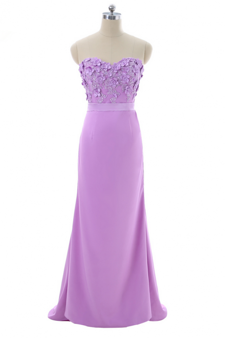 Lavender Evening Dresses Mermaid Sweetheart Floor Length Flowers Lace Beaded Women Long Evening Gown Prom Dresses Prom Gown