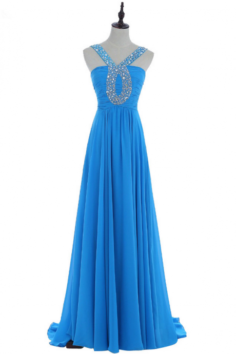 Prom Dress Long Chiffon Blue Prom Dress With Prom Dress