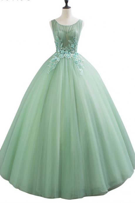 Prom Dress Long Ball Gown Green Prom Dress Lace Up Prom Dress