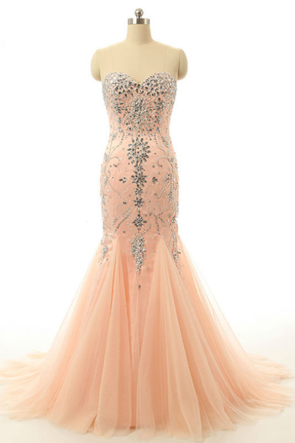 Mermaid Evening Dresses Floor-length Robe De Soiree Crystal Sleeveless Wedding Party Dress