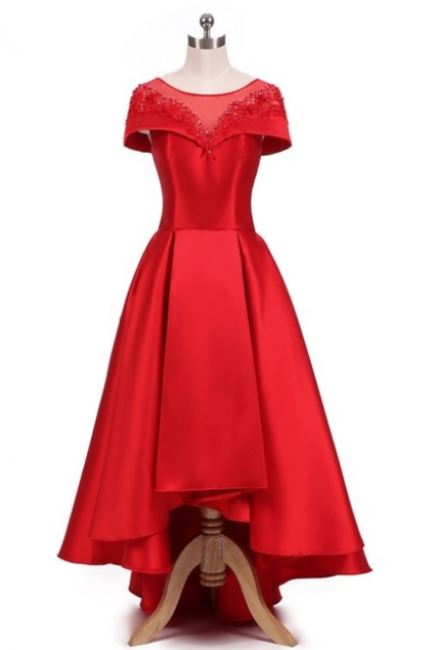 Elegant Women Front Short Back Long Red Ball Gown Evening Dress Ladies Formal Lebanon