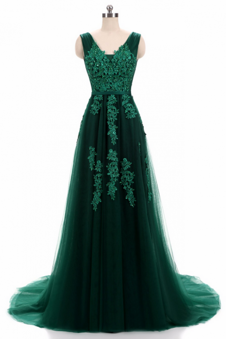 Beaded V Neck Long Min Green Lace Prom Dresses Court Train Women Elegant 2017 Imported Party Mother Daughter Gowns