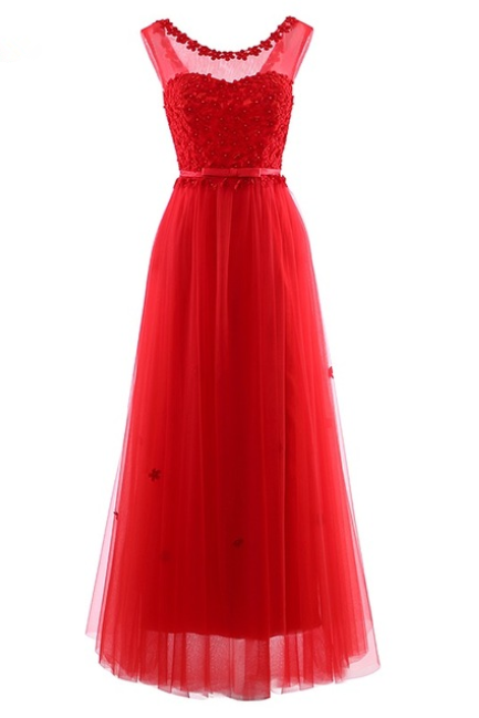 Long Red Pink Flowers Women Appliques Elegant Formal Evening Dresses China Vestido Longo Occasion Party Gowns