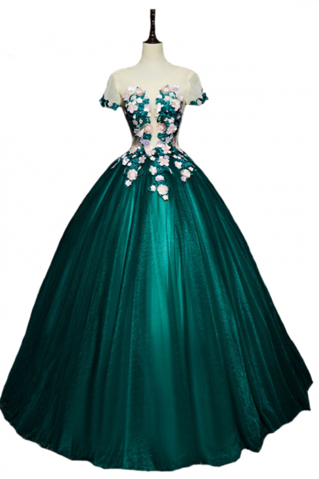 New The Banquet Elegant Prom Dress Green Lace Flower Floor-length Evening Party Gown Formal Dresses Robe De Soiree