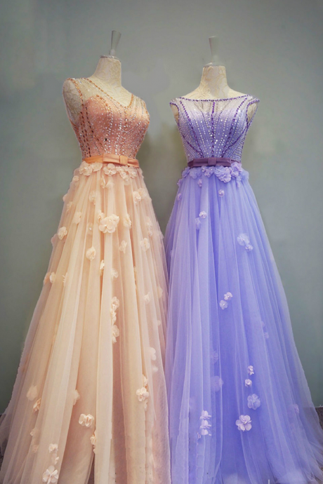 New High-grade Light Purple Lace Flower Evening Dresses The Bride Banquet Luxury Beading Long Prom Party Gown