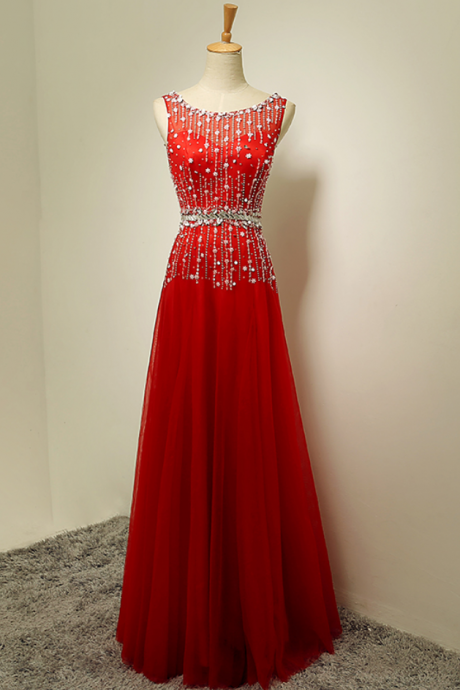 High-grade Evening Dress The Bride Banquet Luxury Beading Sleeveless Floor-length Party Gown Prom Dresses