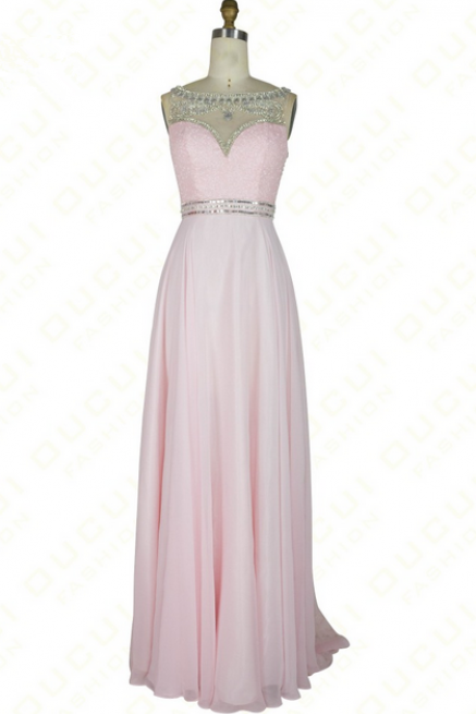 Real Photo Formal Gown See Through Back Beading Handwork Chiffon Prom Long Evening Dresses