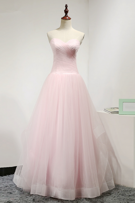 Sweetheart Elegant A-line Pink Evening Dresses Tulle Criss-cross Pleat Sleeveless Design Evening Gown