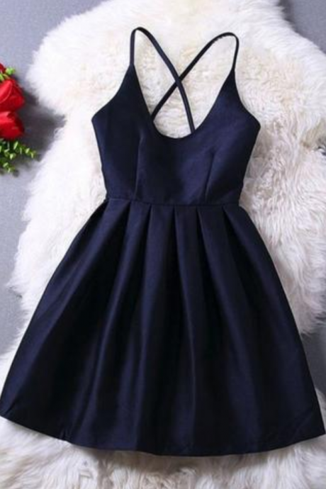 Cute Navy Blue Pleats Short Dress Fashion Vestido Prom Dress Juniors Party Gowns