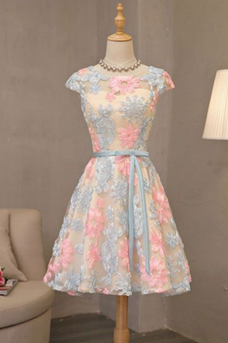 Cute Round Neck Short Prom Dress, Cute Homecoming Dress