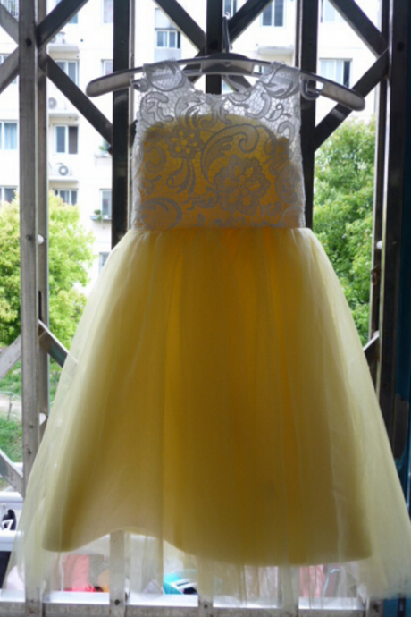Flower Girl Dresses with Button Communion Ball Party Pageant Dress for Little Girls Kids/Children Dress for Wedding Kids