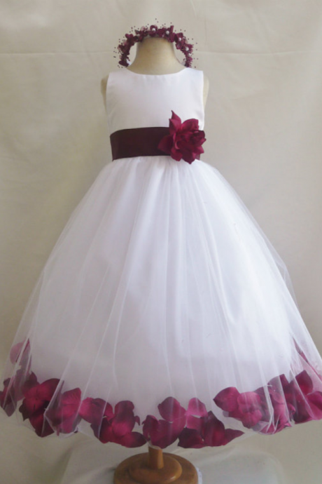 Flower Girl Dresses with Purple Rose Petal Dress Wedding Easter Bridesmaid For Baby Children Toddler Teen Girls