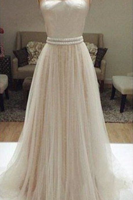 Charming Prom Dress,o-neck Prom Dress,beading Prom Dress,tulle Prom Dress,a-line Evening Dress