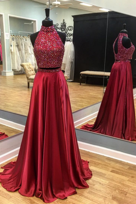 Two Pieces Prom Dresses,real Made Prom Dress,long Prom Dress, Charming Prom Dresses, Long Party Dresses