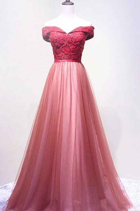 Evening Dress,off Shoulder Prom Dress,cute Style Pink Party Dresses, Pink Party Dresses, Tulle Prom Dresses