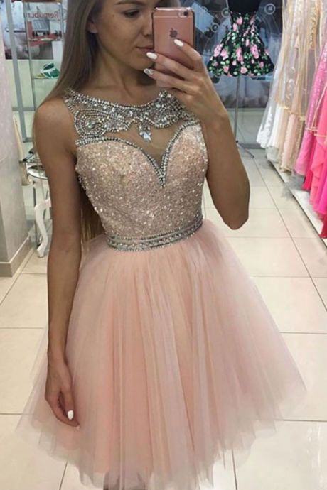 homecoming dresses,pink tulle short prom dress for teens, pink homecoming dress