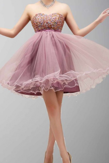 Dusty Pink Homecoming Dresses,sweetheart Prom Dresses, Cute Party Dresses, Sexy Beading Party Dresses, Custom Prom Dresses