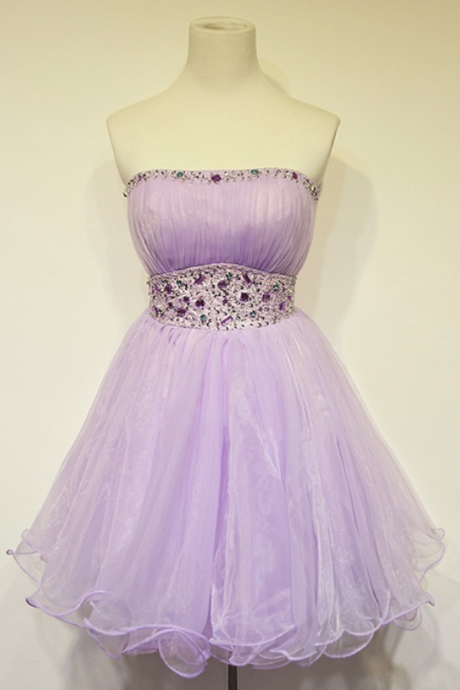 Homecoming Dress,lilac Prom Dresses,tulle Homecoming Gowns,party Dress,short Prom Gown,lilac Cocktail Dress,beading Homecoming Dresses For Teens