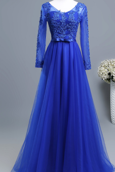 Royal Blue A Line Prom Party Dress Women Party Gowns ,custom Made Women Evening Dress, Long Evening Party Gowns