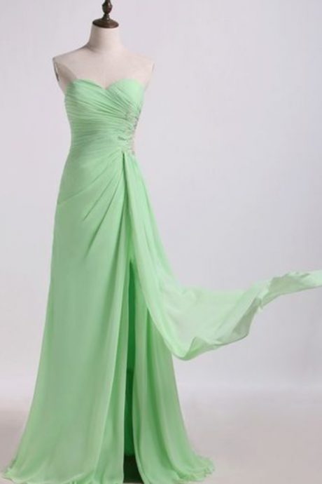 Charming Off-the-shoulder Chiffon Prom Dresses,chic A-line Sleeveless Floor Length Prom Dresses