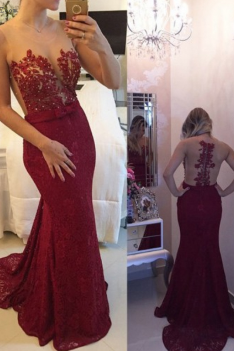Burgundy Prom Dresses,Backless Prom Dress,Lace Prom Dress,Wine Red Prom Dresses, Formal Gown,Open Back Evening Gowns,Open Backs Party Dress,Modest Prom Gown For Teens