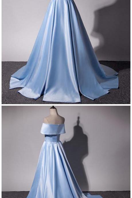 Adore Outfit Sky Blue Long Prom Dresses Off The Shoulder Evening Party Dress