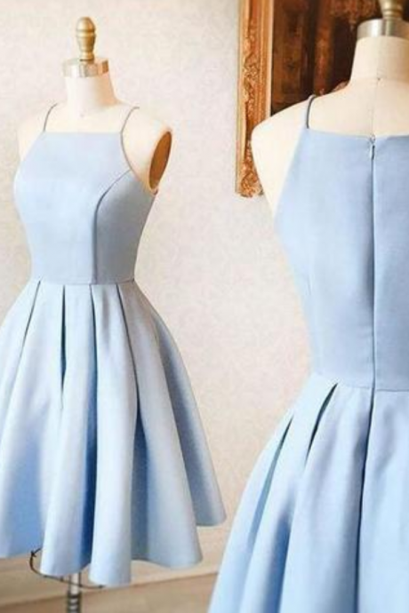 Adore Outfit Mini Sky Blue Short Homecoming Dress, Satin Prom Dress For Teens