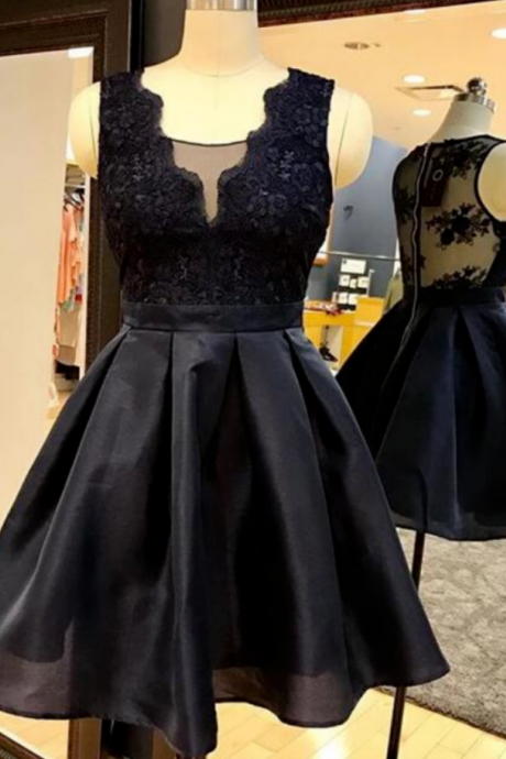 Short Black Homecoming Dress, Princess Homecoming Dress