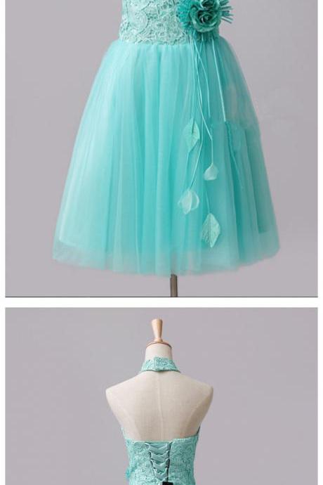Mint Green Tulle Cute Knee Length Teen Formal Dress, Homecoming Dress