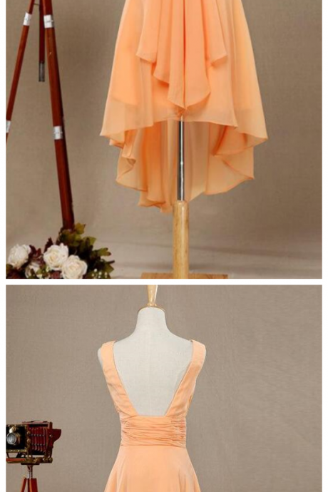 Simple Pretty Orange High Low Bridesmaid Dress, Lovely Bridesmaid Dress