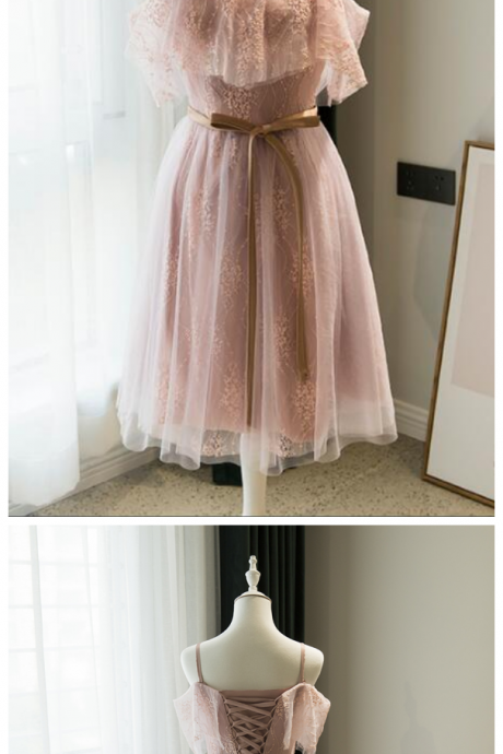 Lovely Pink Off Shoulder Knee Length Formal Dress, Cute Party Dresses