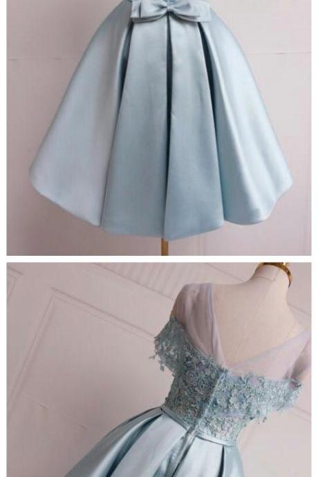 Charming Light Blue Off Shoulder Homecoming Dress, Beautiful Short Party Dress