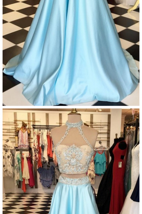 Prom Dress, High Neck Prom Dress, A Line Prom Dress, Satin Prom Dress, Simple Prom Dress, Elegant Prom Dress