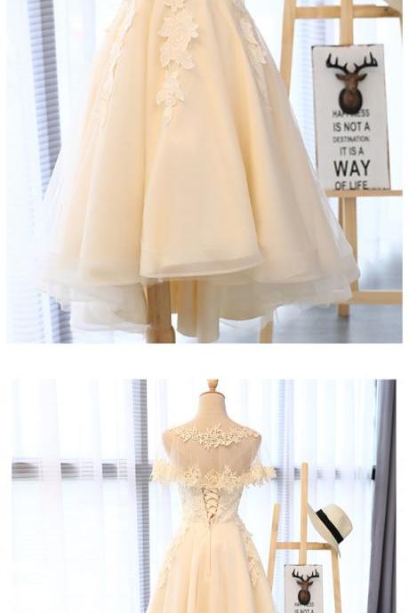 Champagne High Low Lovely Formal Dress, Adorable Party Dress, Homecoming Dress