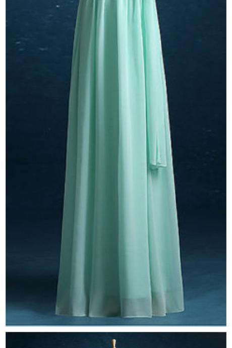 Mint Green Bridesmaid Dress, Chiffon Long Style Bridesmaid Dresses, Party Dress