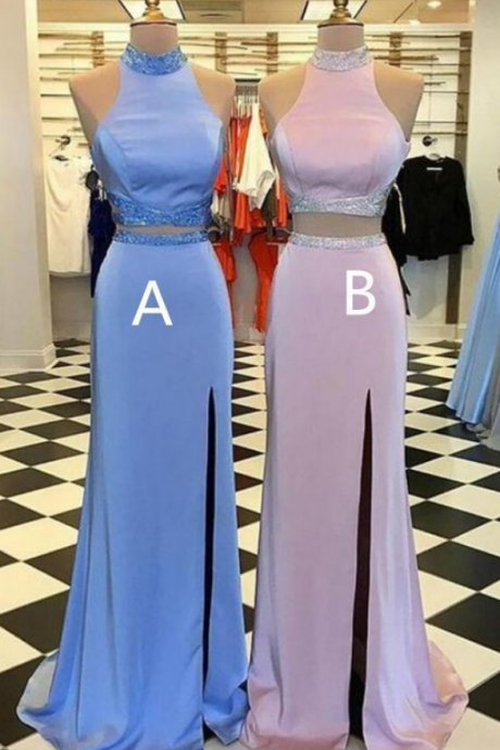 Two Piece Prom Dresses,high Neck Prom Dress,prom Dress