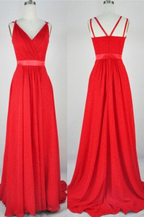 Red Prom Dress,chiffon Prom Dress,simple Prom Dress,long Prom Dress,bridesmaid Dress