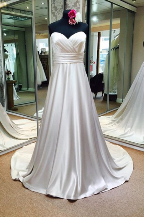 Bridal Dresses,sweetheart Empire Pleated Satin Wedding Dresses 2017,real Made Simple Elegant Bridal Dresses