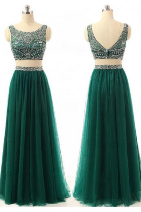 Custom Made Sexy Prom Dress ,evening Gown In Two Pieces,two Pieces Beading Prom Dress