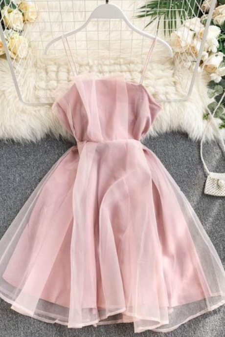 Strap High Waist Sleeveless Mini Chiffon Elegant Prom Dress