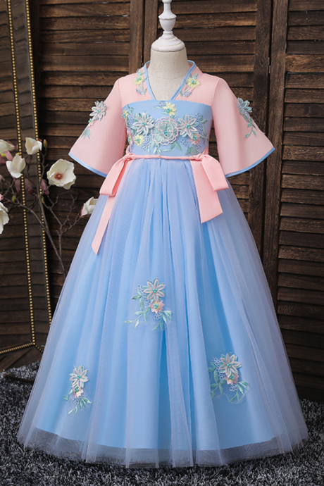 Flower Girl Dresses Children&amp;#039;s Ancient Han Costume, Girl&amp;#039;s Dress, Cheongsam Dress, Summer Suanxian Skirt