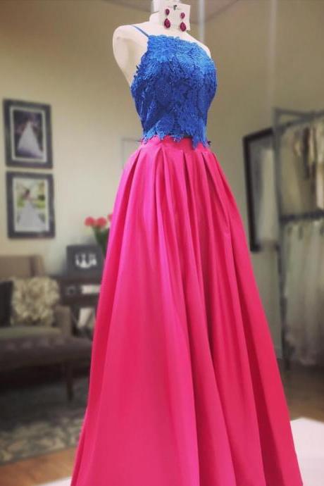 two piece prom dress,satin dress, 2 piece prom gowns,prom dresses lace crop top dresses