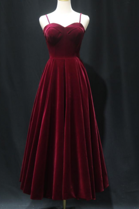 Prom Dress Burgundy Velvet Party Dresses Zipper Back Ankle Length Prom Gowns High Quality Accept Custom Made