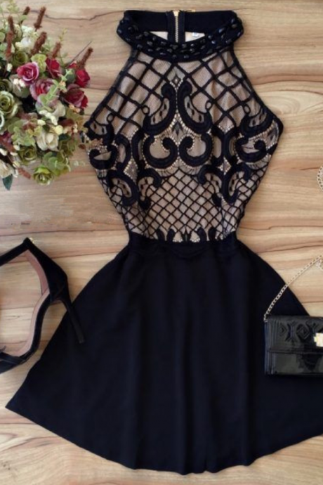 Black Prom Dress,halter Prom Dress,fashion Homecoming Dress,sexy Party Dress,custom Made Evening Dress
