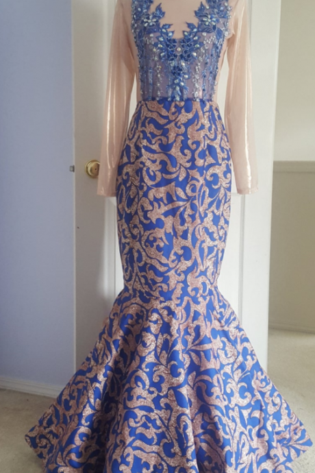 Royal Blue Prom dress/Prom Dress/African Print Prom Dress/blue Prom dresses