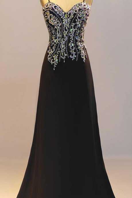 Charming Prom Dress, Sexy Spaghetti Straps Evening Dresses,beaded Prom Dress, Formal Evening Dress, Long Prom Dress